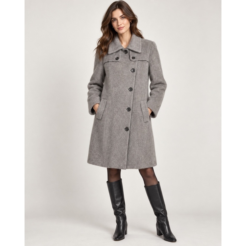 TOMBOY alpaca Wool Blend Women's Gray Double‎ Breasted Coat XS/S overcoat
